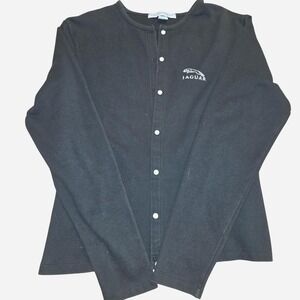 Port Authority Womens Black Jaguar Embroidered Button Up Shirt Long Sleeve M